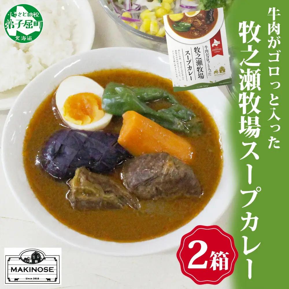 ビーフ スープカレー 300g 2箱 カレー ビーフカレー スープ 牛 牛肉 放牧牛 牧場 レトルトカレー レトルト食品 レトルト 湯煎 レンジ 牧之瀬牧場 送料無料 北海道 弟子屈町 3021