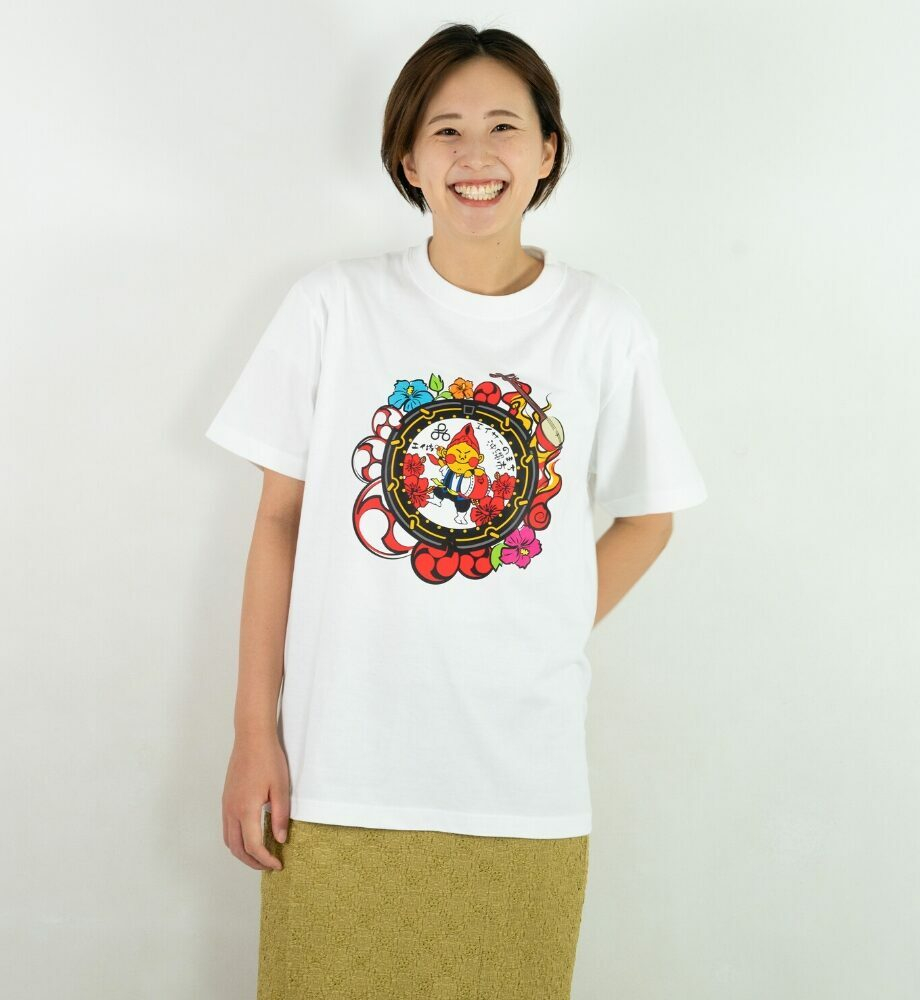 
                  沖縄市 マンホールTシャツ エイ坊 (白 / S～XLサイズ) Tシャツ 半袖 キャラクター メンズ レディース 沖縄市 白色 沖縄市/株式会社TAK JAPAN [BCDK001]
                