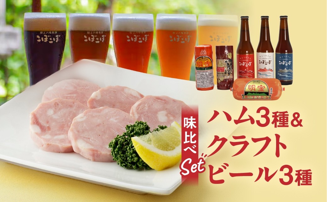
                  明宝ハム3種と郡上八幡地ビール3種 ハム ハムスライス 人気 おつまみ おかず クラフトビール ギフト お惣菜 お中元 お歳暮 お正月用 お酒
                