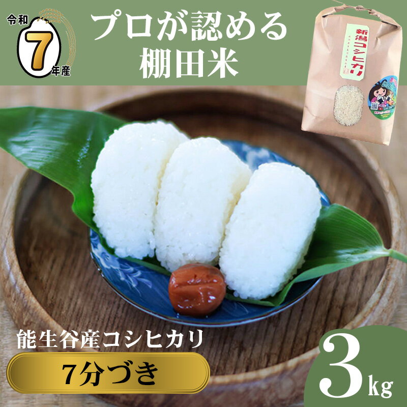 【ふるさと納税】米【令和7年産】コシヒカリ（7分づき）胚芽米 3kg 新潟県能生谷産 プロも認める棚田米 農家直送 2025年産 JATs有限会社 美味しい 農家自慢 お米 白米 おにぎり お弁当 2025年