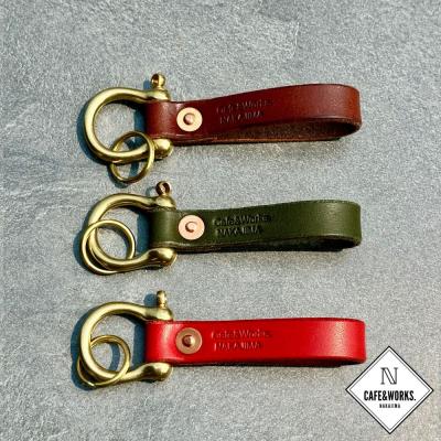 ふるさと納税 紋別市 レザークラフト:真鍮シャックル本革レザーキーホルダー小(ブラウン) |  | 03