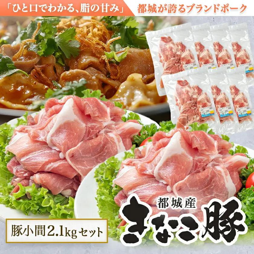 「きなこ豚」豚小間2.1kgセット〔MJ-1210〕_(都城市) ブランド豚 銘柄豚 小間切れ肉 300g×7パック やわらかい 安心安全 国産 九州産 宮崎県産