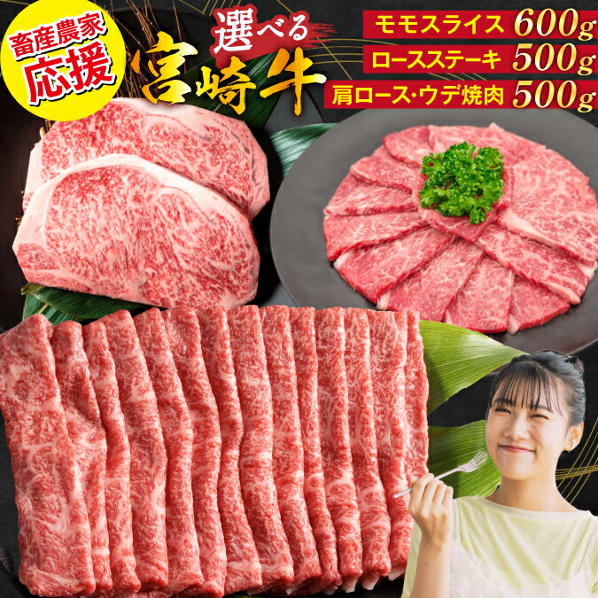 【ふるさと納税】 レビューキャンペーン 【畜産農家応援】 牛肉 宮崎牛 部位が選べる！ モモスライス ロースステーキ 牛ウデ 肩ロース [ ミヤチク 宮崎県 日向市 452061653] 赤身 すき焼き しゃぶしゃぶ 牛モモ 冷凍 個包装 黒毛和牛 ステーキ ロース 冷凍 内閣総理大臣賞