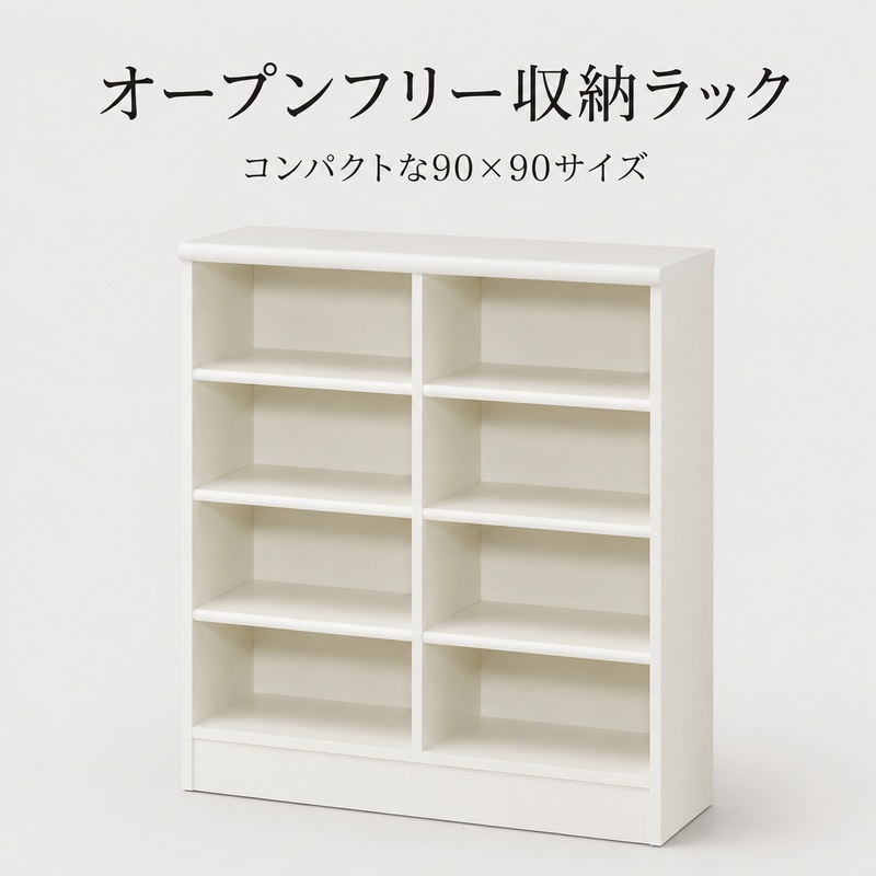 オープンフリー収納ラック　高さ90 幅90 WH インテリア 家具 