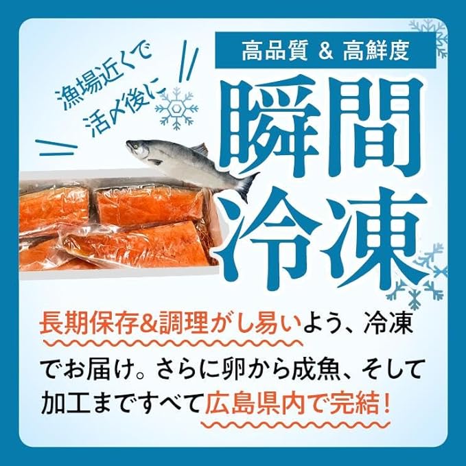 ＼TVで紹介／ 国産サーモン ブロック 約425g 皮あり 2パック 広島レモンサーモン｜国産 冷凍 刺身 生食用 真空パック大容量 広島県産 鮭 サーモン サケ さけ 魚 瀬戸内海 骨抜き 皮付き 