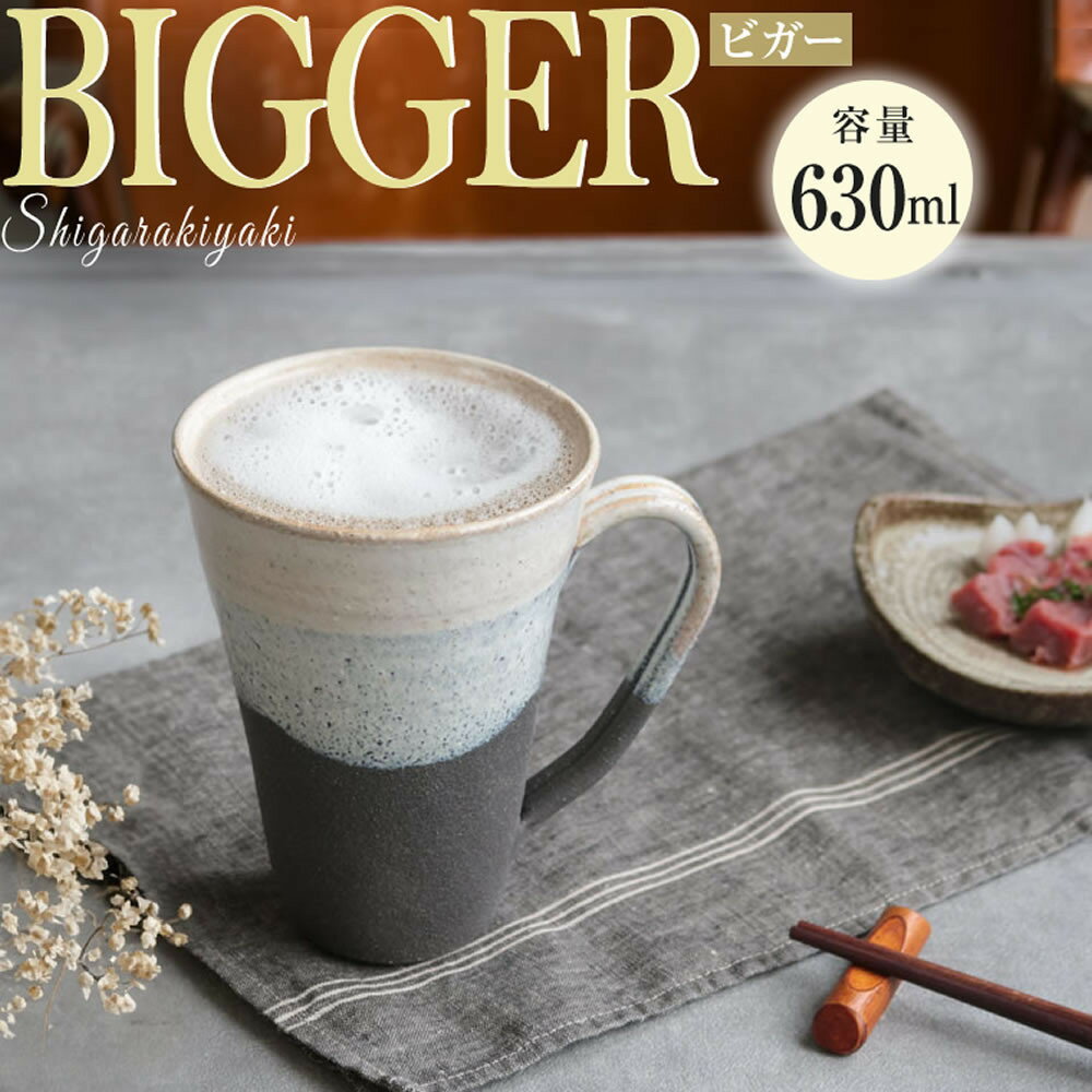 【ふるさと納税】信楽焼 ビアジョッキ ソリ型マグカップ 630ml（潮騒黒）