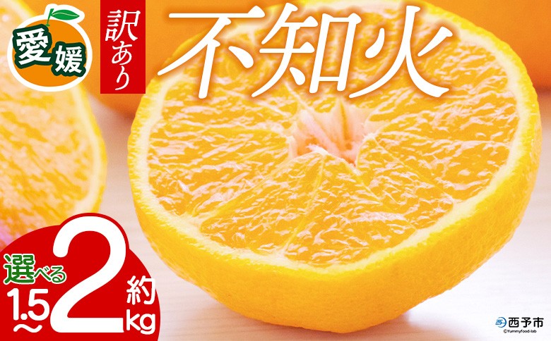 
                  【先行予約】＜訳あり 愛媛県産 不知火 約1.5kg／2kg＞『2027年2月以降順次出荷予定』選べる しらぬい でこぽん デコポン ご家庭用 ご自宅用 果物 柑橘 フルーツ 高級 国産 濃厚 果汁 産地直送 特産品 ミヤモトオレンジガーデン 愛媛県 西予市【常温】
                