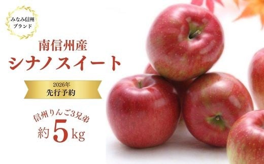 
            JA13-26A 【先行予約】 りんご シナノスイート 約5kg ／ 2026年9月下旬～10月上旬ごろ配送予定 // 長野県 贈答 南信州産 長野県オリジナル品種 甘い 新鮮 スイート リンゴ 厳選 りんご三兄弟
          