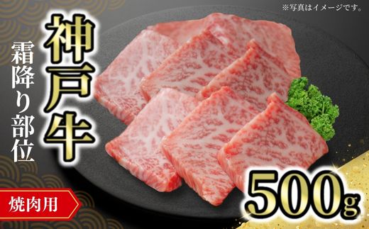 【神戸牛焼肉用（霜降り部位）500g 冷凍】発送目安：入金確認後1ヶ月程度 ※配送日の指定はできません 大人気 人気ふるさと納税 返礼品 おすすめ ランキング しゃぶ 牛肉 ステーキ しゃぶしゃぶ す