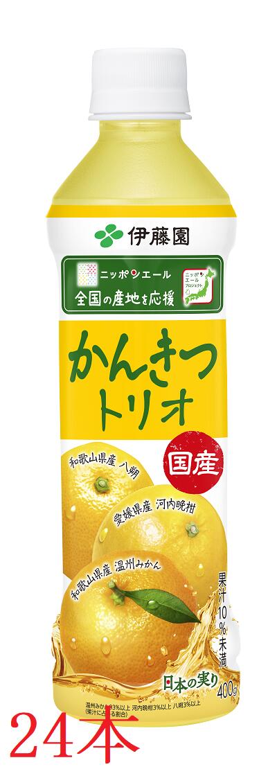 【ふるさと納税】伊藤園　ニッポンエール　国産かんきつトリオ「400g×24本」【飲料 ジュース かんきつ 温州みかん 晩柑 八朔 ミックス さわやか 甘酸っぱい 長野県 安曇野市 信州】