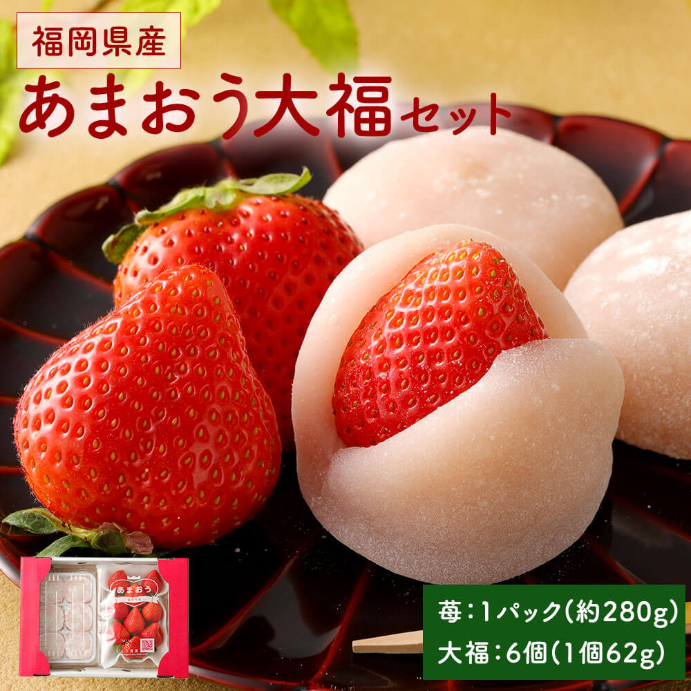 【ふるさと納税】予約【アフター保証】あまおう大福セット 【2025年12月上旬～2026年4月上旬発送予定】 あまおう 苺 1パック約280g 大福 6個 いちご大福 杵屋本店 大福 和菓子 スイーツ お菓子 フルーツ大福 和スイーツ いちご 苺 フルーツ 九州 福岡県産 冷蔵 送料無料