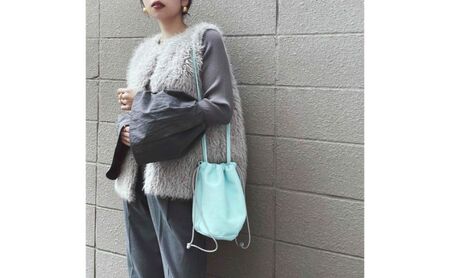 墨田区産ピッグレザー2Way巾着バッグ ピンク