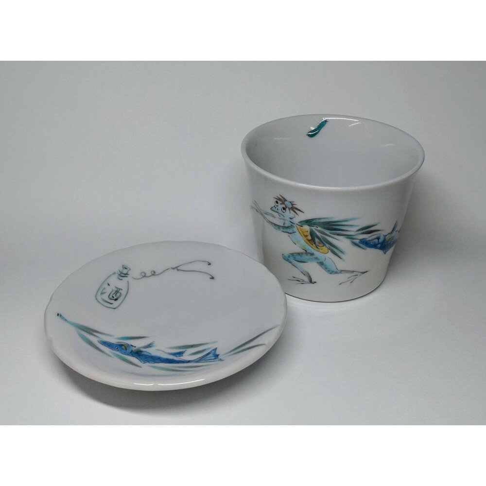 【ふるさと納税】そばちょこ・小皿セット 河童の晩餐 大漁 九谷焼 | 食器 日用品 雑貨 手作り 人気 おすすめ 送料無料