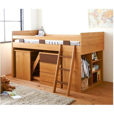 ふるさと納税 大川市 大川家具　システムベッド　マッシュ　ブラウン(ベッド、デスク、チェスト、シェルフ) |  | 01