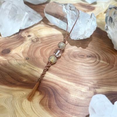 ふるさと納税 高石市 天然石ルチルクォーツ×水晶ストラップ