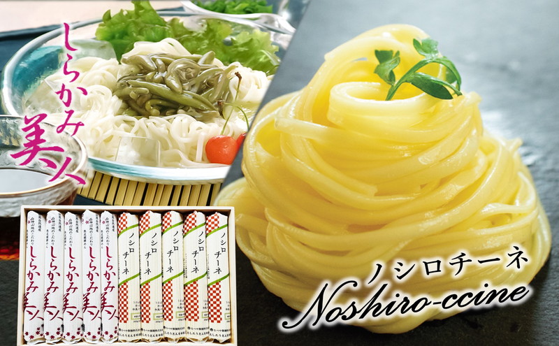 能代うどん 和風パスタ 食べ比べ 乾麺 2種 詰合せ 「しらかみ美人」「ノシロチーネ」各5束 セット