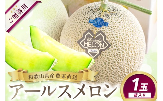 農家直送! 和歌山県御坊市産 アールスメロン 1玉 ≪先行予約 2027年7月より発送分≫ 高級 極上 めろん 果物 フルーツ 甘い あまい 旨味凝縮 ジューシー 贈答 贈り物 お裾分け プレゼント 期間限定 新鮮 1茎1果 糖度 みずみずしい ケーキ デザート おやつ