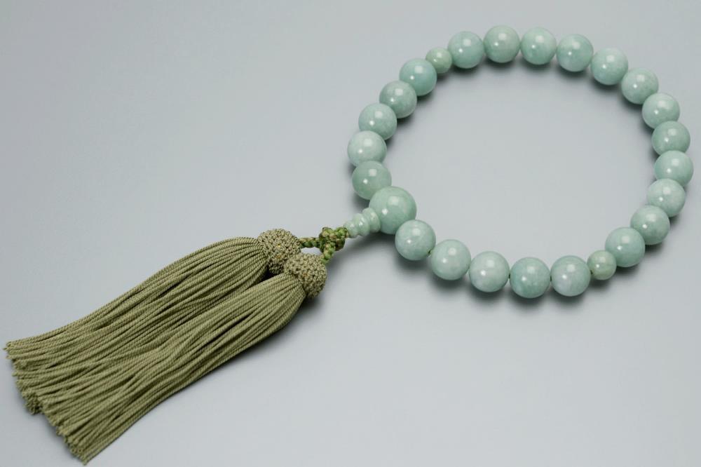 【京念珠】数珠 ビルマ翡翠 22玉 正絹頭房〈数珠袋付き〉｜土屋念珠店 男性用 メンズ 念珠 略式 3653［ 京都 念珠 珠数 京念珠 仏具 人気 おすすめ お取り寄せ 通販 送料無料 ふるさと納税 ］ 261009_B-FR63