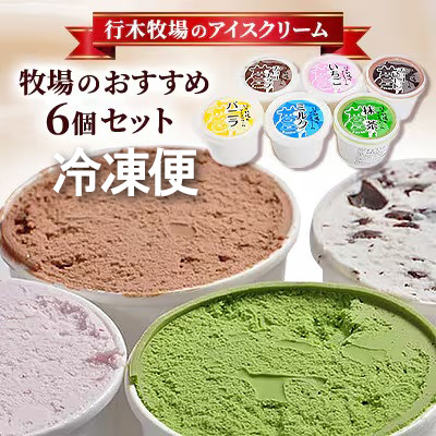 牧場アイス 季節のお勧め大人気6個セット【行木牧場のアイスクリームセット】しぼりたて牛乳で作りました【配送不可地域：離島】