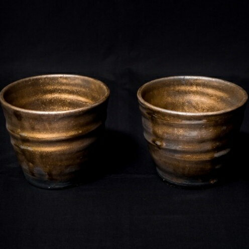 【ふるさと納税】【datta.沖縄南の島陶芸工房】金ロックカップペアセット