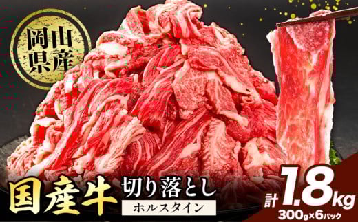 牛肉 肉 国産牛 切り落とし ホルスタイン 大容量 小分け 1.8kg(300g×6)《30日以内に出荷予定(土日祝除く)》岡山県産 岡山県 矢掛市 お肉 にく カレー 牛丼 牛肉 切り落し 小分け 切落し 牛肉 小分け 牛肉