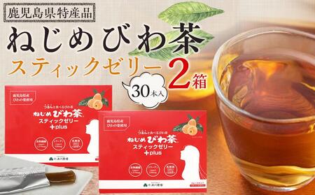 ねじめびわ茶スティックゼリー+plus (30本入×2箱セット) 合計60本 ｜ゼリー 食物繊維 コラーゲン 乳酸菌