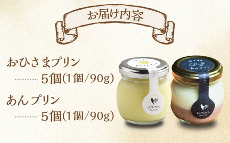 たまご屋さんのプリン2種食べ比べセット 計10個（おひさまプリン5個、あんプリン5個） / 佐賀県 / 本間農園 [41AJAA017]