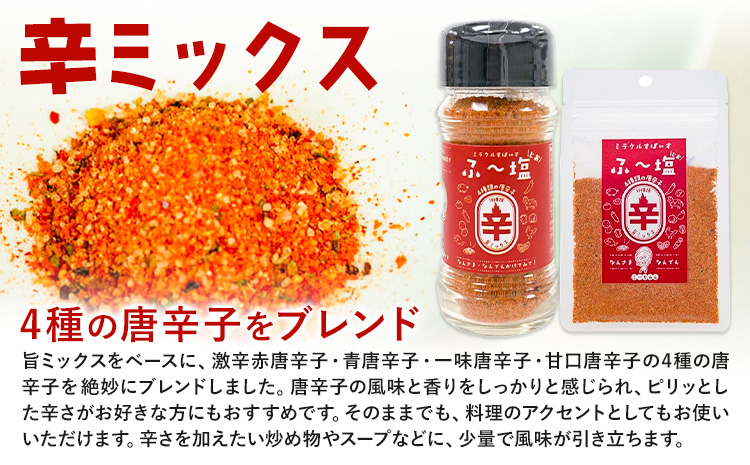 塩 ミラクルすぱいす ふ～塩 旨ミックス 瓶 × 1本袋×5袋株式会社KIYORAきくち 《90日以内に出荷予定(土日祝除く)》 熊本県 菊池市 調味料 ハーブソルト 塩 天然塩 岩塩---161-1