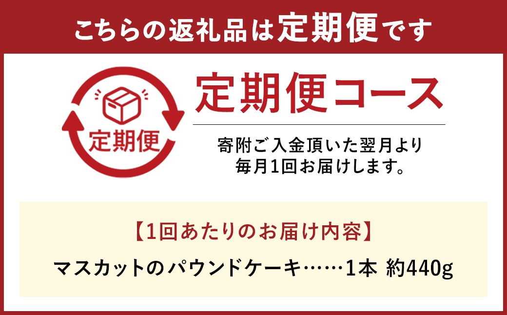 【2ヶ月定期便】 マスカットのパウンドケーキ 1本×2回