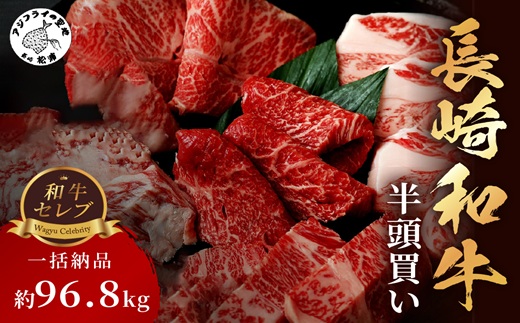 [一括納品]【和牛セレブ】長崎和牛半頭分買い （ 長崎和牛 和牛 セミオーダー 焼肉 すき焼き）【Y00-001】