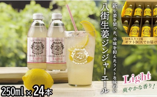 ギフトボックス入り 八街生姜ジンジャーエールLIGHT（24本セット） ジンジャーエール 贈答用 ギフト ギフト用 生姜 八街 ジュース ジンジャー 瓶 ビン セット 辛口 定期便 ギフト 辛口 濃厚 飲料 炭酸 炭酸飲料 生姜 国産 贈答用 千葉