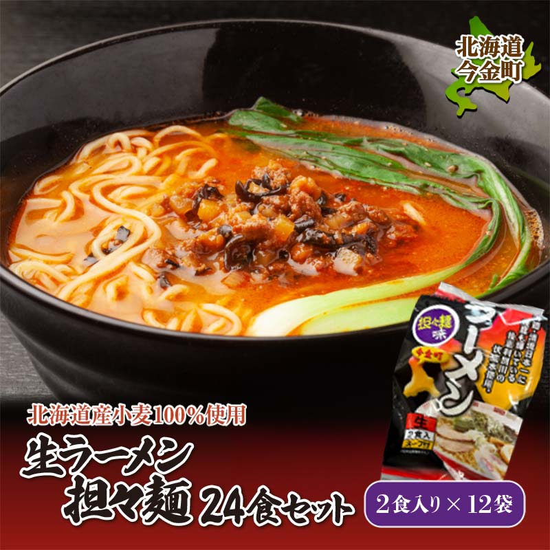 【ふるさと納税】【北海道産小麦100%使用】生ラーメン(坦々麺味)24食セット（12袋） F21X-376