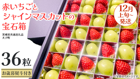 【 お歳暮 熨斗付き 】 赤いちご と シャインマスカット の宝石箱 36粒【2025年12月上旬発送開始】(茨城県共通返礼品：大子町) いちご マスカット 果物 フルーツ 旬 季節限定 期間限定 贈答用 ギフト 贈り物