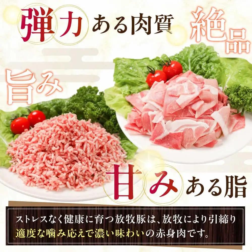 放牧豚 切落し・挽き肉 セット 計1.5kg（250g×6） 精肉 豚肉 ミンチ スライス 小分け 冷凍 北海道  [AXBA159]