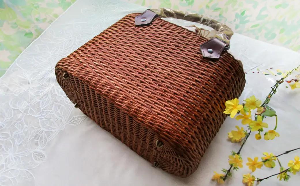 かごバッグ 柳かご（小） / 籠バッグ 豊岡 杞柳細工 伝統工芸士作 伝統工芸品 柳染め かご バッグ カバン 自家栽培 柳 天然素材 高級 おしゃれ 和テイスト 大人 手作り ハンドメイド 日本製 