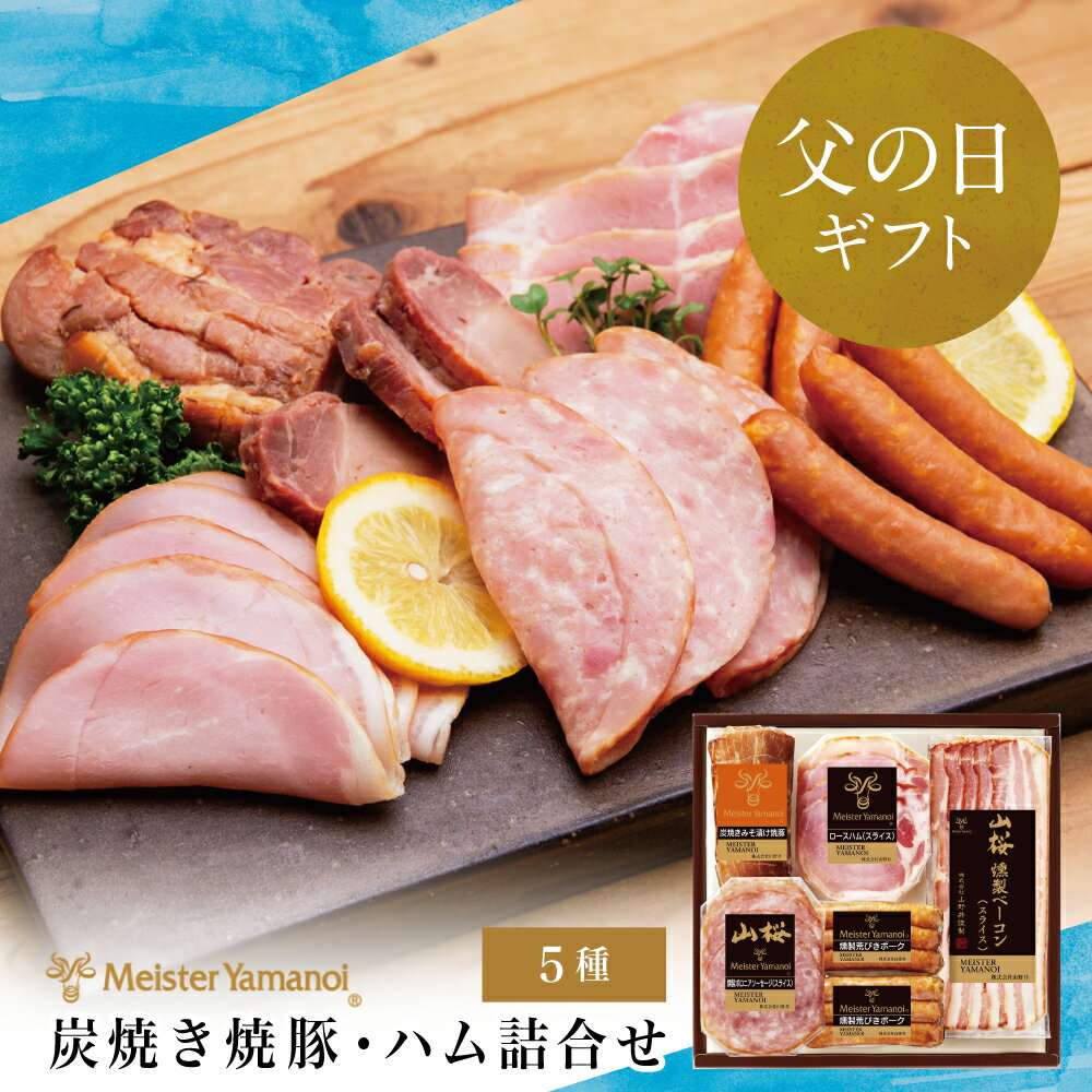 【ふるさと納税】【父の日ギフト】マイスター 山野井 炭焼き焼豚とハムの詰め合わせ（5種) - 燻製 チャーシュー 焼き豚 ベーコン ロースハム 荒びきポーク セット 詰合せ 冷蔵 プレゼント お取り寄せ グルメ 惣菜 おかず 冷蔵 南さつま市 贈り物 ギフト 贈答用 送料無料