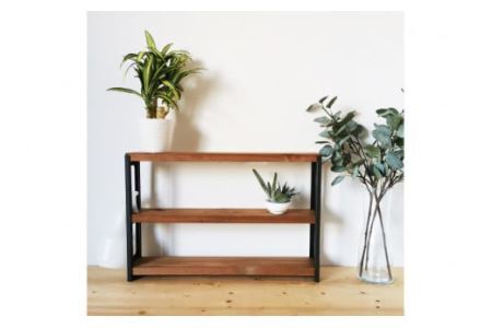 棚 MUKUとアイアンの 隙間 シェルフ ブラウン 約W60cm×H40cm×D10cm [新星金属製作所 大阪府 守口市 20940883] 家具 本棚 収納 コンパクト 無垢材 完成品