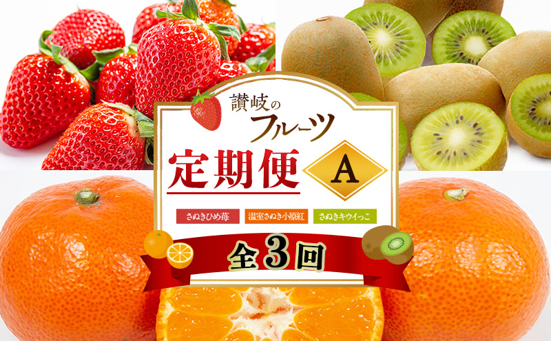 讃岐のフルーツ3回定期便【A】【さぬきひめ苺】【温室さぬき小原紅(紅みかん) 】【さぬきキウイっこ】