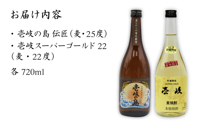 【お中元対象】麦焼酎 お酒 飲み比べ 壱岐の島 伝匠 壱岐スーパーゴールド 22度焼酎 2本セット 《壱岐市》【天下御免】[JDB064] 11000 11000円