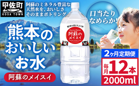 【定期便2ヶ月】熊本のおいしいお水 阿蘇のメイスイ 2L×12本（2ケース）（共通返礼品・御船町） - 飲料水 ミネラルウォーター 軟水 防災 備蓄 ローリングストック
