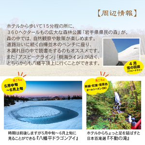 八幡平温泉郷 【八幡平ライジングサンホテル】 1泊朝食付 2名様 〈平日限定〉 ／ ペア 宿泊券 宿泊 ペア宿泊券 チケット 利用券 1泊 一泊 朝食付 朝食付き 温泉 露天風呂 ホテル 宿 お宿 泊