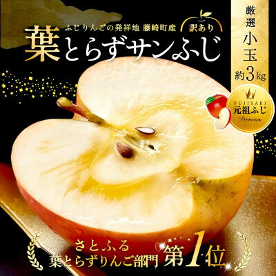 【ふるさと納税】[年明け発送] 葉とらずサンふじ 厳選 小玉 約3kg ご家庭用(訳あり) 青森県産リンゴ【配送不可地域：離島・沖縄県】【1687732】