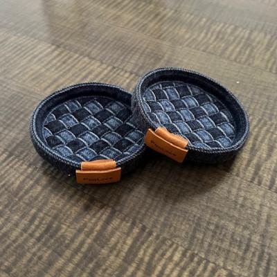 ふるさと納税 福山市 デニム加工職人の手仕事から生まれた【ミニトレイ】2個セット(市松)