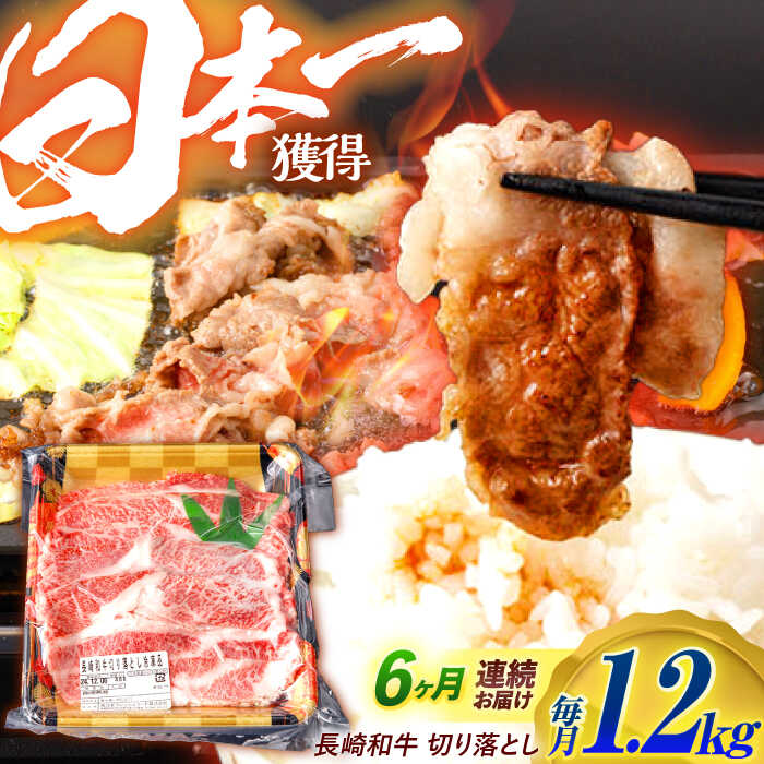 【ふるさと納税】【6回定期便】長崎和牛 切り落とし 1.2kg（400g×3）肩ロース・モモ・カタ・バラ使用 / 牛肉 ぎゅうにく 肉 和牛 国産牛 切落し / 諫早市 / 西日本フード株式会社長崎和牛[AHAV026]