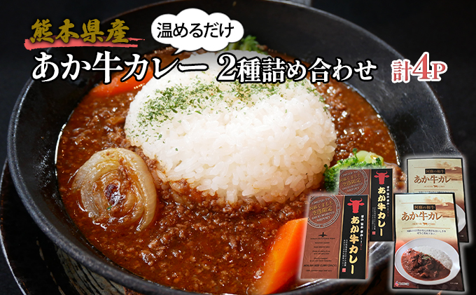 レトルト カレー セット 2種 詰め合わせ 熊本 あか牛 カレー 180g×2 あか牛100％ 挽肉カレー 220g×2 温めるだけ