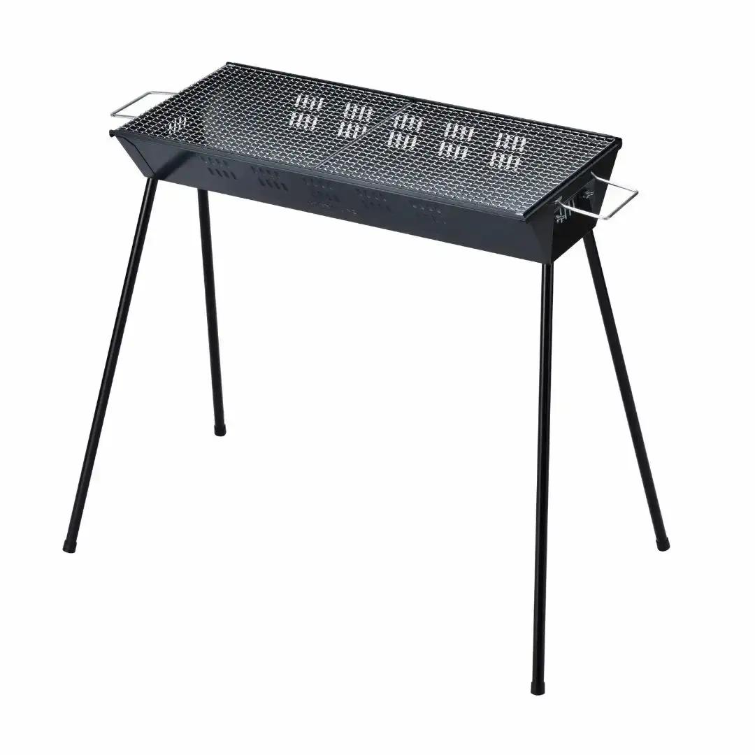 バーベキューコンロ 65cm 少ない炭でもよく燃焼するV型デザインバーベキューコンロ BBQコンロ トング・ブラシつき キャンプ用品 アウトドア用品 BBQ バーベキュー [グリーンライフ] 【010
