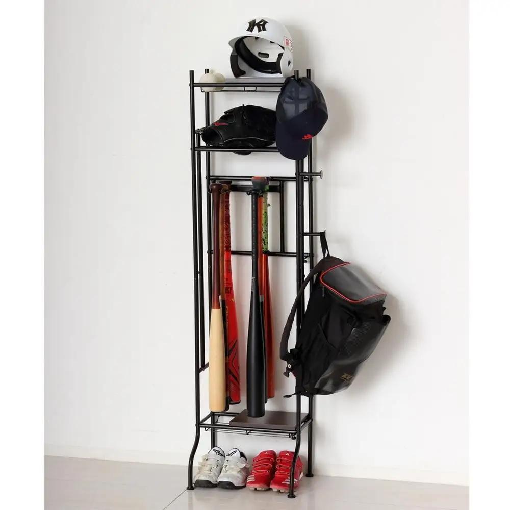スポーツ用品ラック 約幅40から60×奥行30×高さ151.5cm ブラック ヘルメット収納 男の子 女の子 玄関収納 野球 テニス サッカー AKU104405301