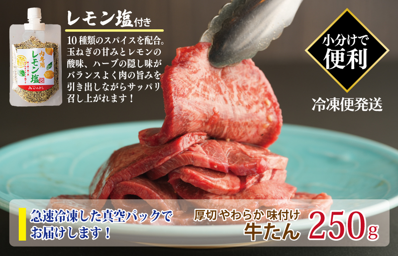【スピード発送】厚切り やわらか 味付け 牛たん 250g レモン塩付 099H2298