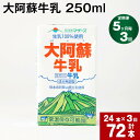 【ふるさと納税】【定期便】【5ヶ月毎 3回】大阿蘇牛乳 250ml 計72本(24本×3回) 計18L 牛乳 飲料 生乳100% 乳飲料 ミルク 無調整牛乳 らくのうマザーズ 常温保存可能 ロングライフ牛乳 朝食 九州 熊本 高森町