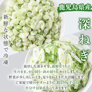冷凍深ネギ(小口/斜め切り・合計2kg・250g/袋) 野菜 冷凍 冷凍野菜 小分け ねぎ ネギ 深ネギ 小口切り 斜め切り ねぎま 簡単 手軽 小分け 【合同会社グッドフィールド】akn056-15